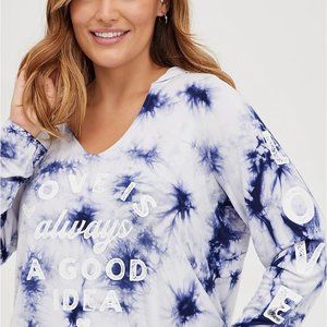 TORRID HOODIE - SUPER SOFT LOVE TIE DYE BLUE 3X NEW WITH TAG